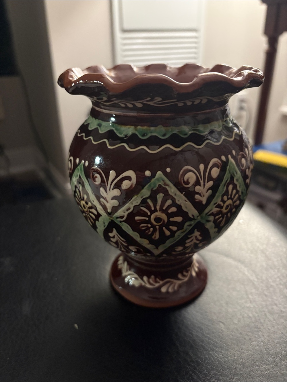 Vintage Traditional Kosiv Pottery Vase 1970 Soviet Era Ukraine